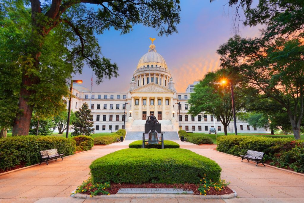 Mississippi State Capitol in Jackson, Mississippi, USA, Mississippi storm disaster housing aid